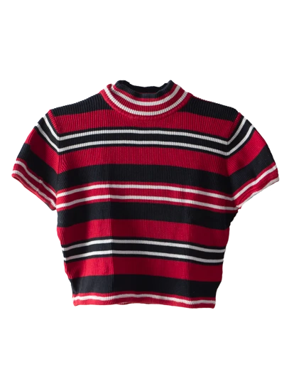 Red and Black Stripes Crop Top