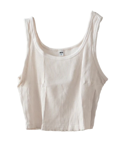 White Ribbed Crop Top Uniqlo